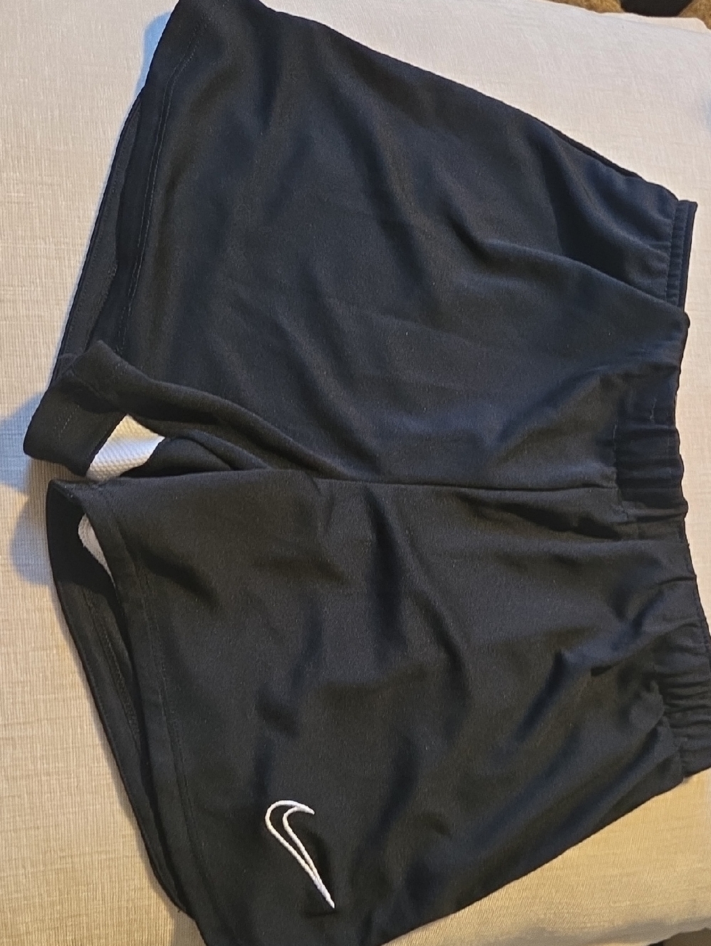 Nike Black Shorts with White Swoosh Athletic Logo